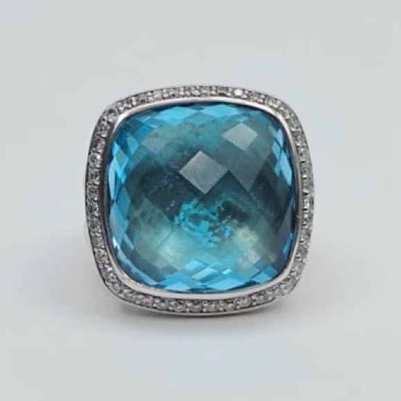 David Yurman Jewelry - David Yurman Albion 17mm Blue Topaz Ring With Diamonds